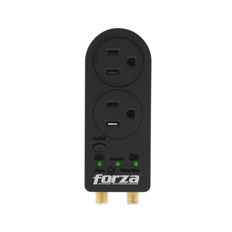 Forza Power Technologies - Automatic voltage regulator - Forza Voltage Protector FVP-0200C Coaxial 2 Out 110V US Plug
